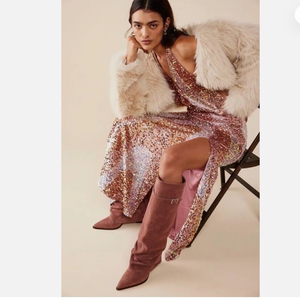 Free People Glitter & Gold
Midi Dress 
Size XS
